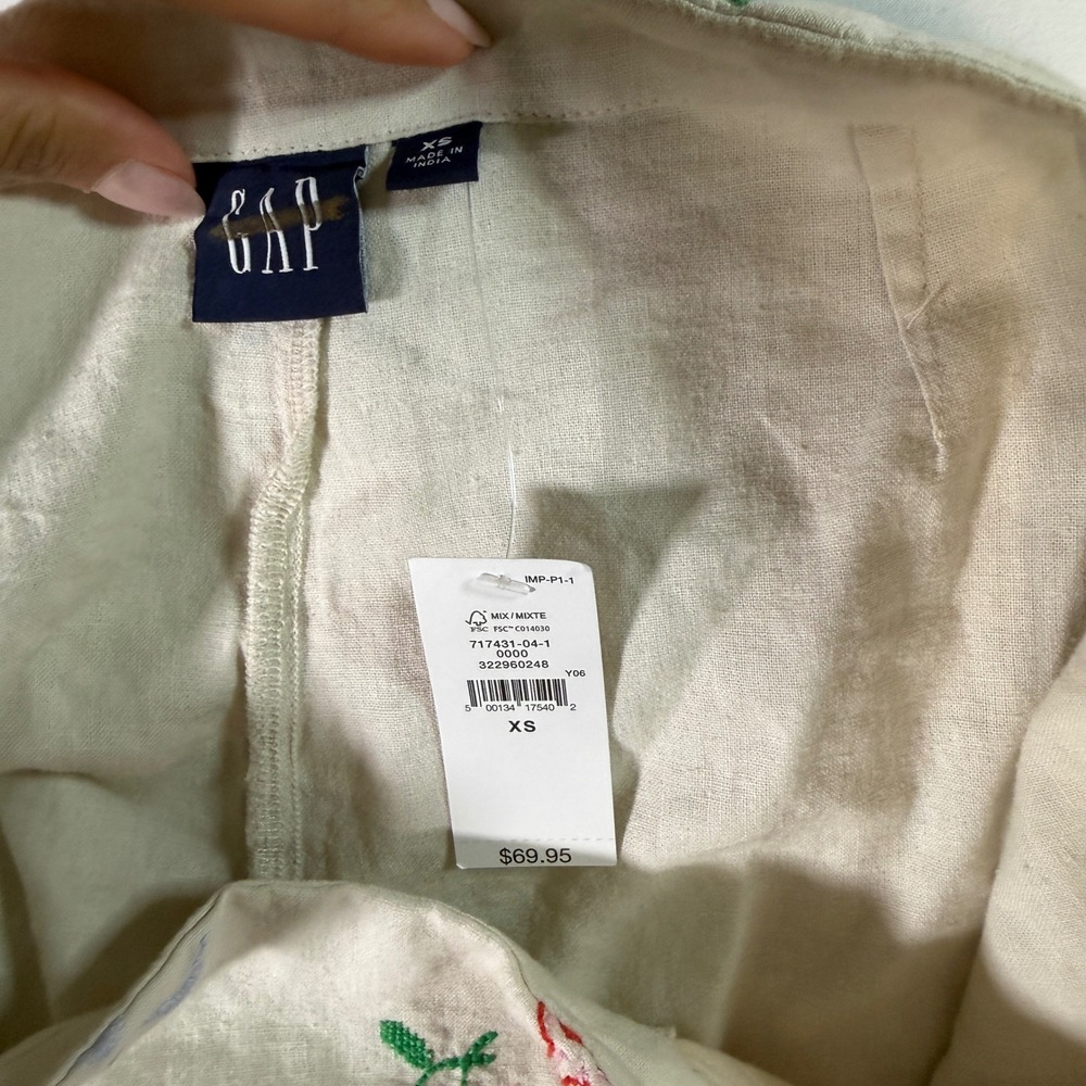 Gap Womens Embroidered Summer Beach Skort Cream Mini Skirt XS - Picture 8 of 9